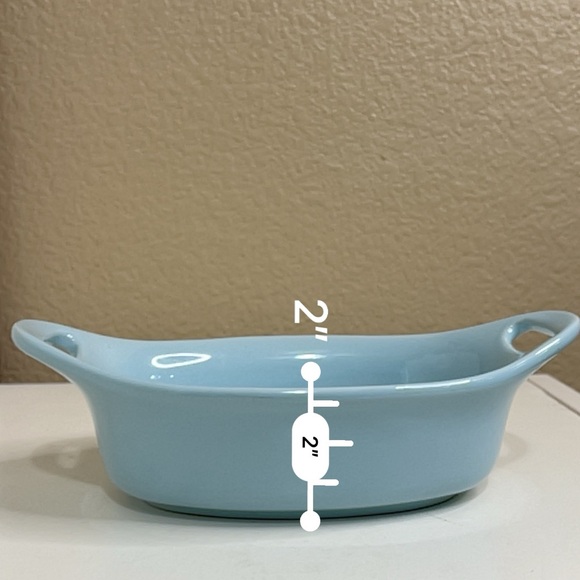 Rachael Ray 12oz Oval Stoneware Baker Dish Light Blue 8” Oven Safe - Picture 5 of 6